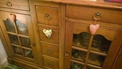 Solid Oak French Farmhouse Sideboard Display Cabinet