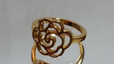 Rose Design Gold Plated 925 Sterling Silver Ring Size P to Q
