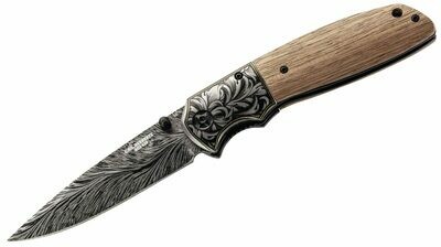 Herbertz Etched pocket knife (walnut wood handle)
