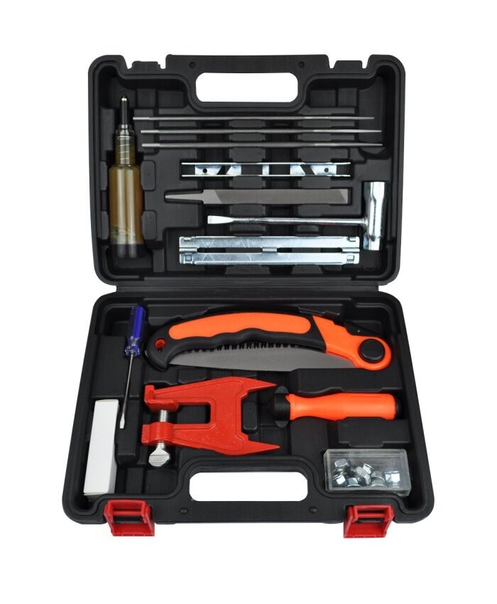 Forestry saw maintenance kit in case