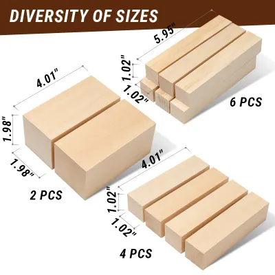 BeaverCraft Basswood Carving Blocks 12pcs