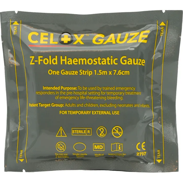 First Aid Celox Haemostatic Gauze Z-Fold 1.5m x 7.6cm (5ft)