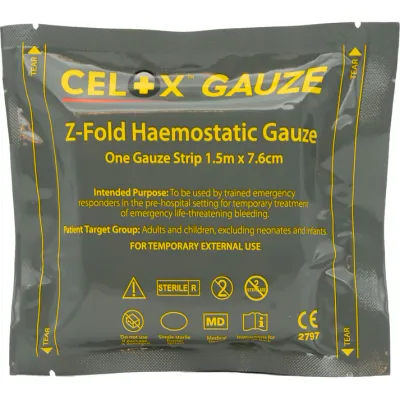 First Aid Celox Haemostatic Gauze Z-Fold 1.5m x 7.6cm (5ft)