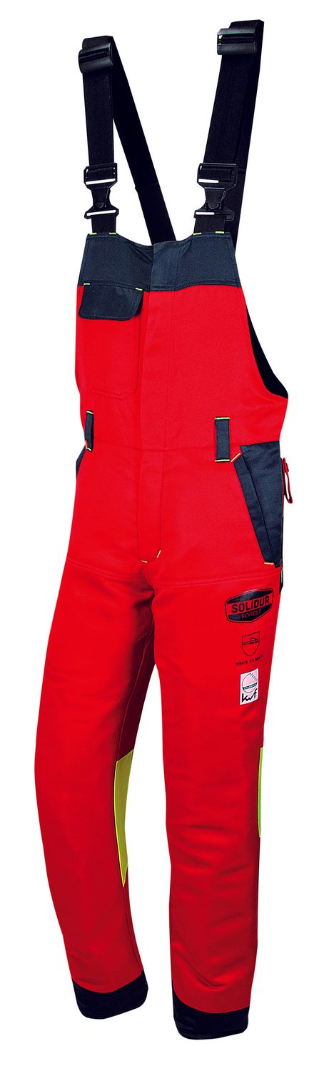 Solidur Bib & Brace Chainsaw Type A, Size: M 32/34" RED