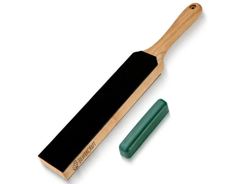 BeaverCraft LS6P1 Dual-Sided Leather Paddle Strop & Polishing Compound BeaverCraft LS6P1 Dual-Sided Leather Paddle Strop & Polishing Compound