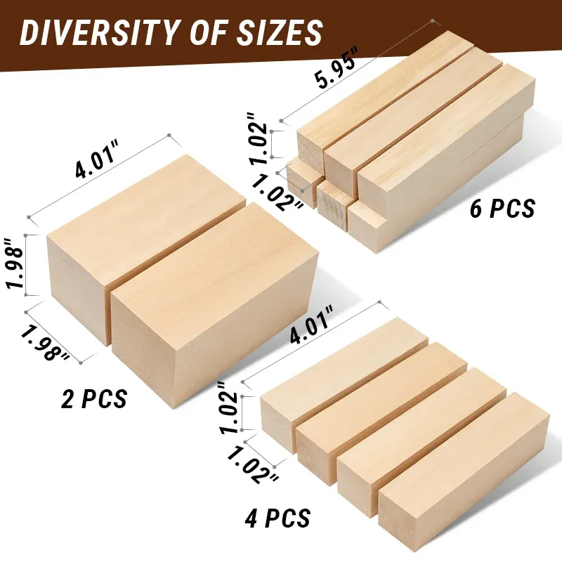 BeaverCraft Basswood Carving Blocks 12pcs