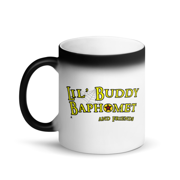 LIL&#39; Buddy Logo - Matte Black Magic Mug (handle on left)