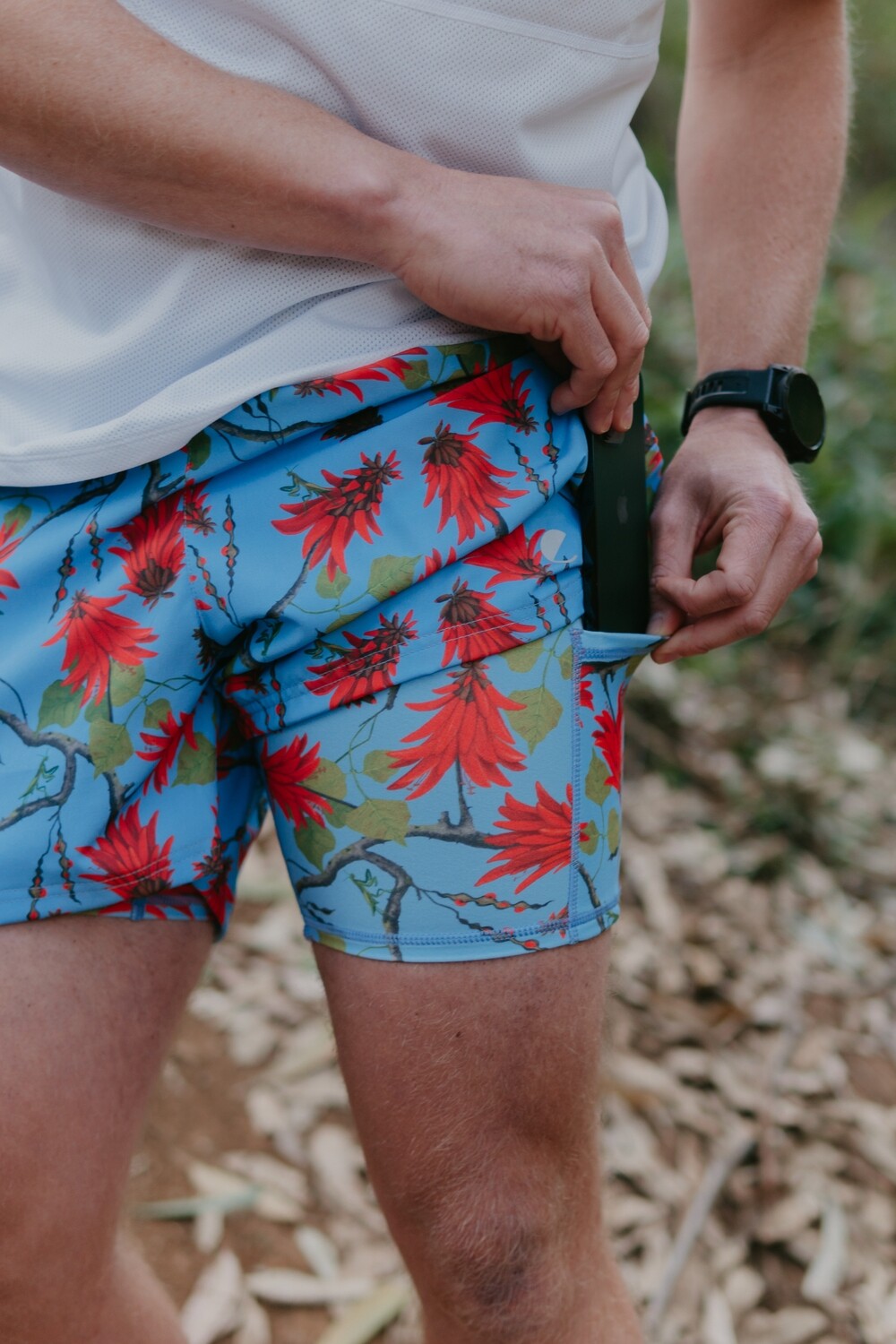coral mens shorts with ECO tights