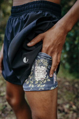 mens black shorts with ECO hydrangea tights mens black shorts with ECO hydrangea tights