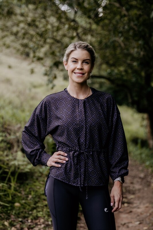 Geometric popper blouse