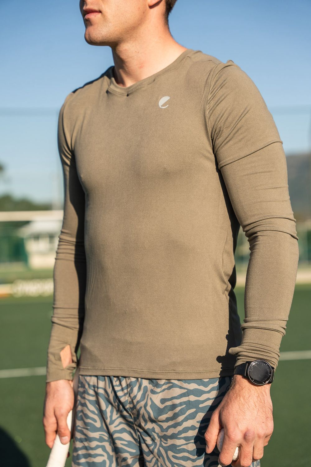 mens plain olive long sleeve top