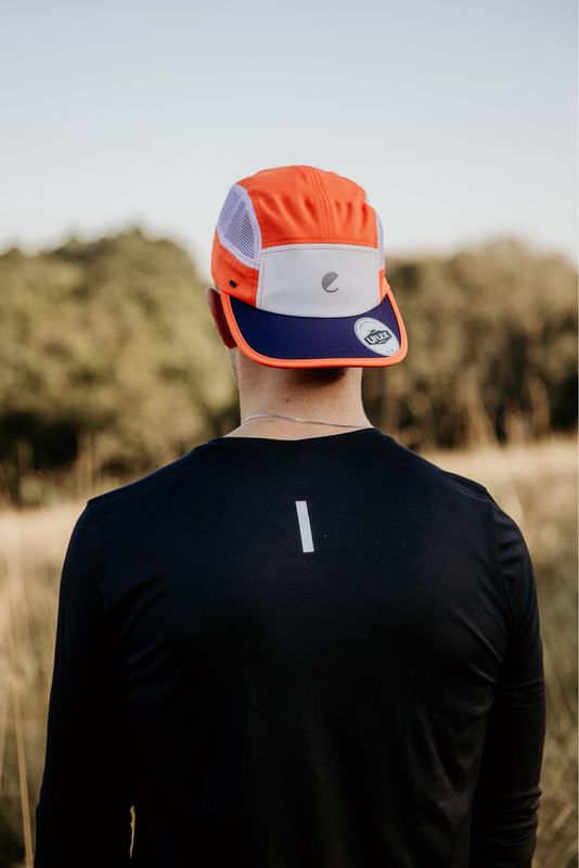 recycled orange/white/navy active cap