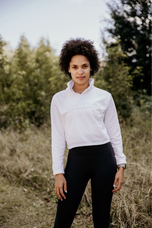 white cropped sweater