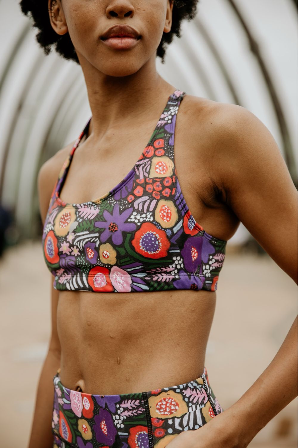 wisdom floral 280gm RECYCLED fabric racerback bra