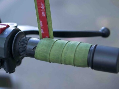 Leather Bike Handle Grips (GREEN)