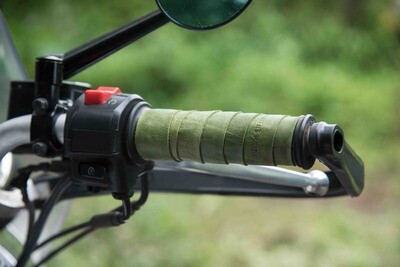 Leather Bike Handle Grips (GREEN)