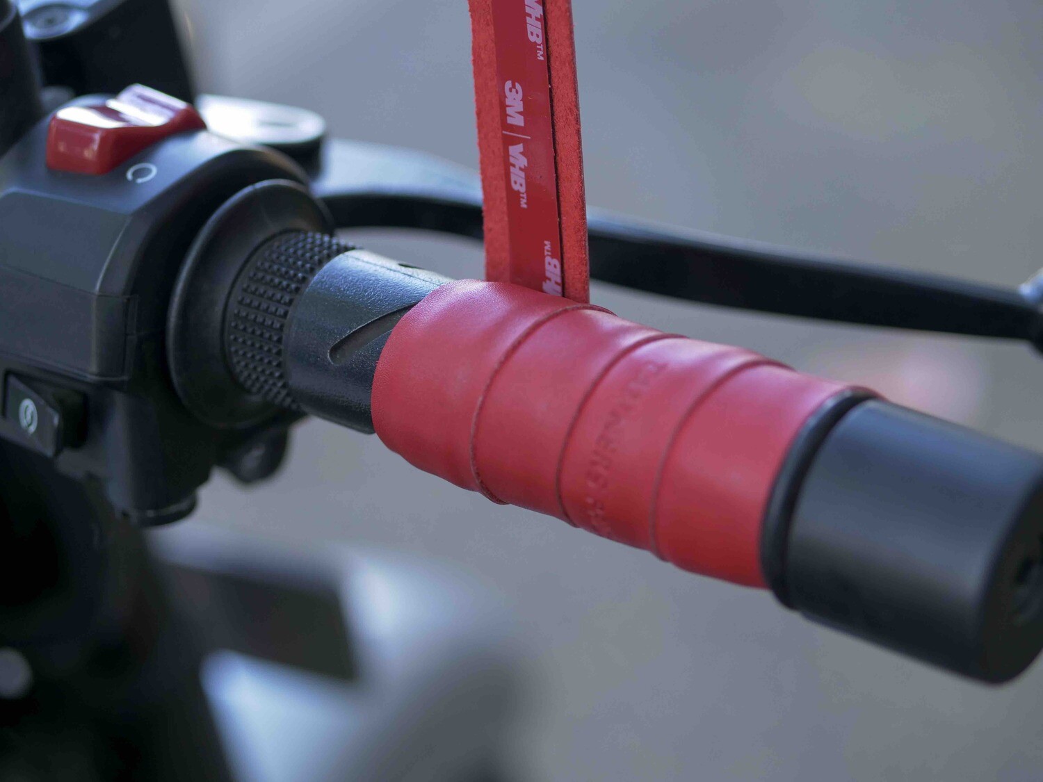 Leather Bike Handle Grips (Red)