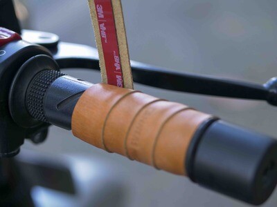 Leather Bike Handle Grips (Natural Tan)