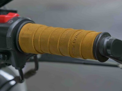 Leather Bike Handle Grips (Mustard)