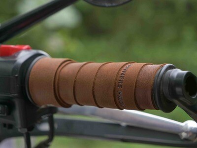 Leather Bike Handle Grips (Dark Tan)