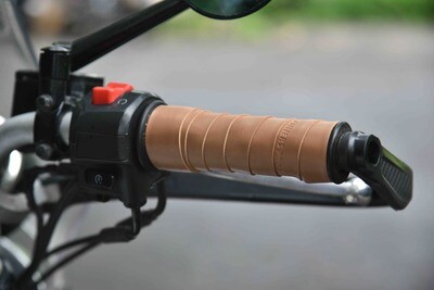 Leather Bike Handle Grips (Camel)