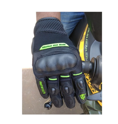 Urbane - Short Carbon Motorcycle Gloves - Green