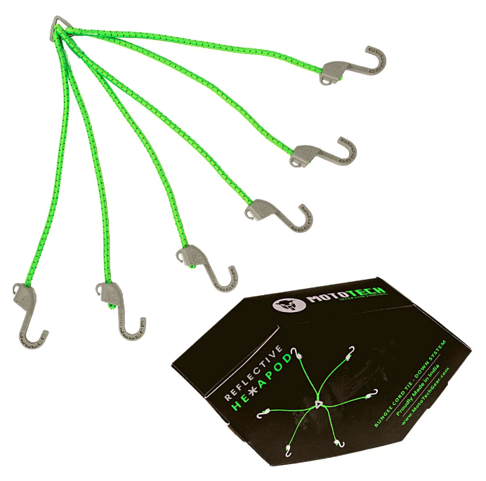 Reflective Hexapod Bungee Tie-down System - 32&quot; / 80cms - Neon + Grey