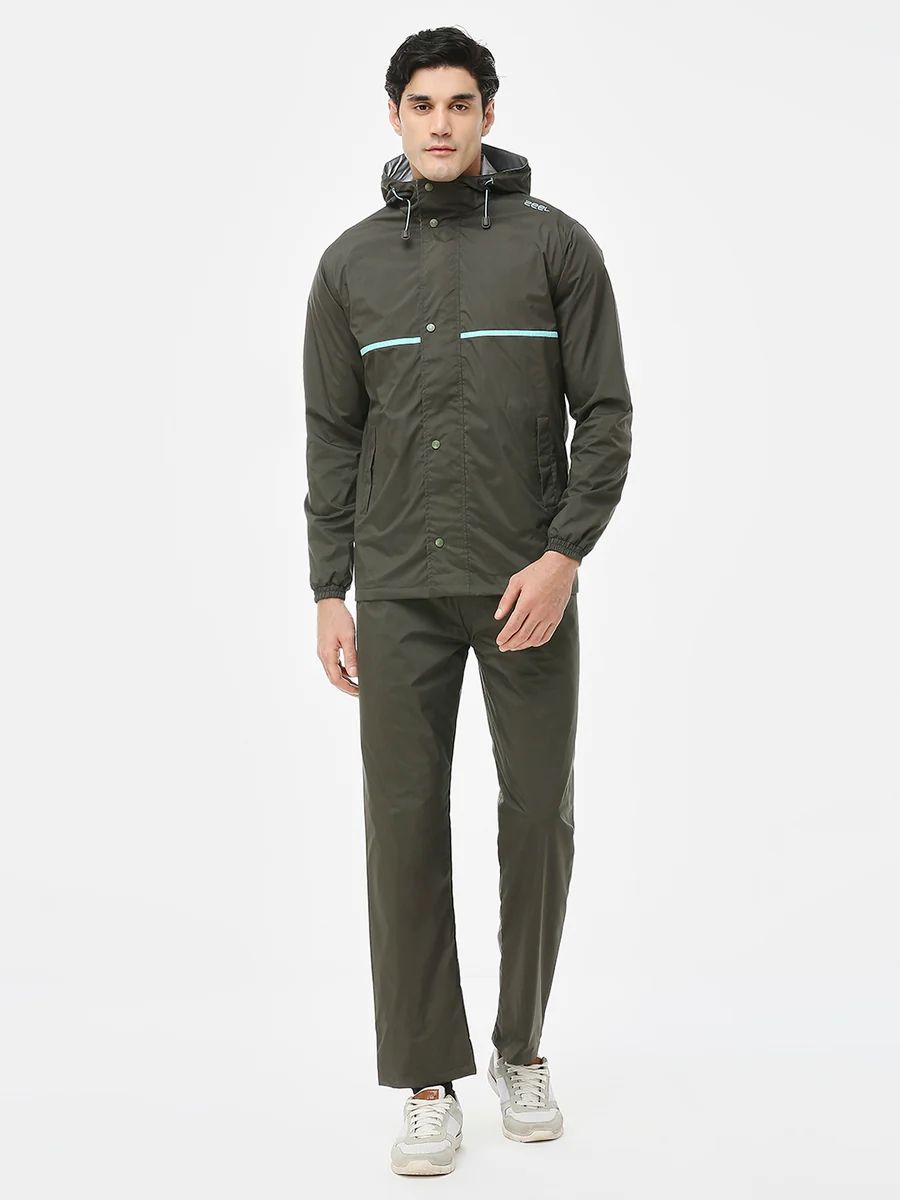 Zeel Sporty Olive &amp; Blue Rainwear Set