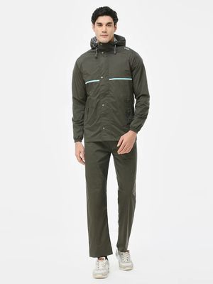 Zeel Sporty Olive &amp; Blue Rainwear Set