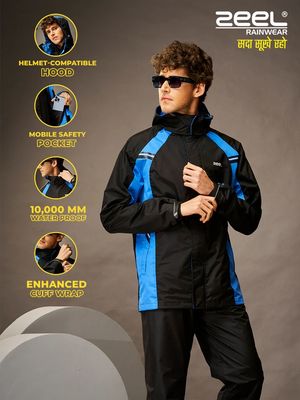 Zeel Go Hike Black &amp; Blue Rainwear Set