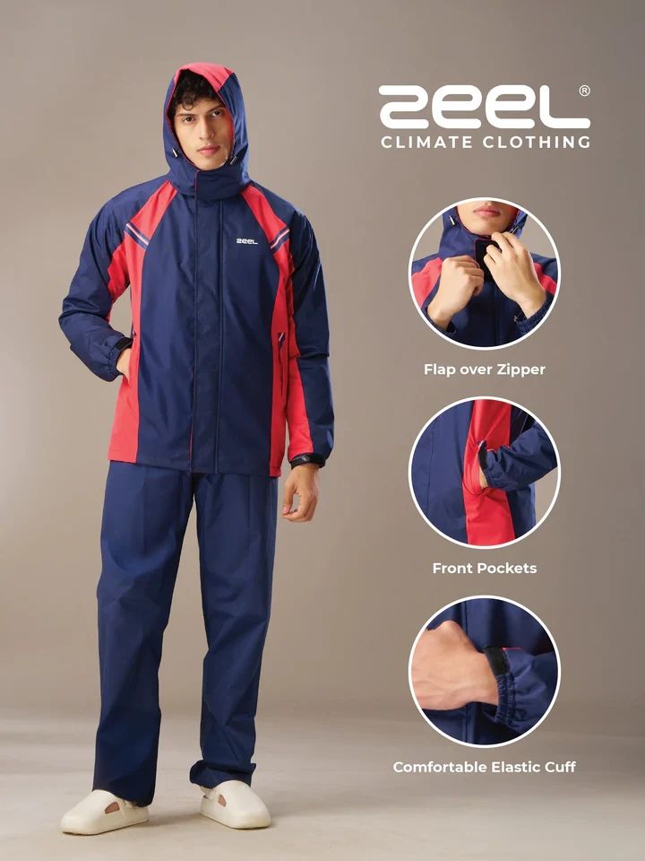 Zeel Go Hike Navy &amp; Red Rainwear Set