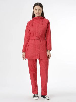 Zeel Stylish Ladies Red Raincoat for Bike