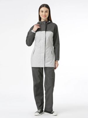 Zeel Premium Solid Women Rain Coat Grey