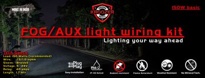 Kroozer Fog Light Aux Light Wiring harness 150 watts