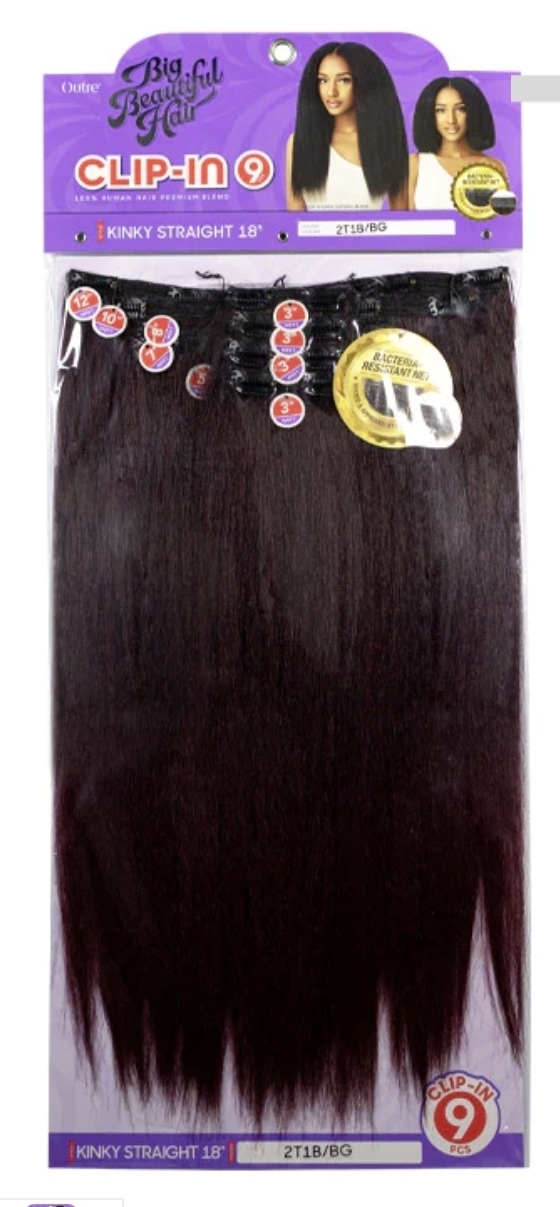 Outre Big Beautiful Hair - Extensions Clip-In 9PCS - Kinky Straight 18