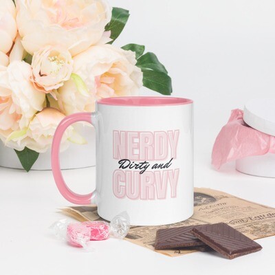 Nerdy, Dirty, and Curvy Mug with Color Inside