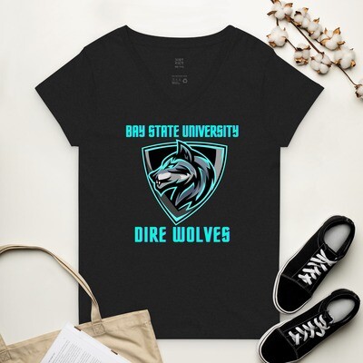 Women’s Bay State U Dire Wolves - Award #80 recycled v-neck t-shirt