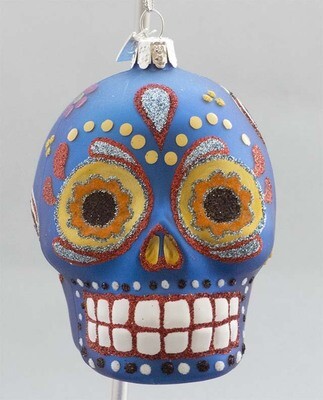 Day of the Dead Glass Skull -Blue