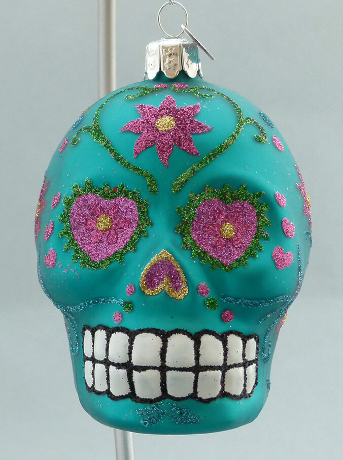 Day of the Dead Glass Skull -Turquoise