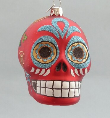 Day of the Dead Glass Skull -Red