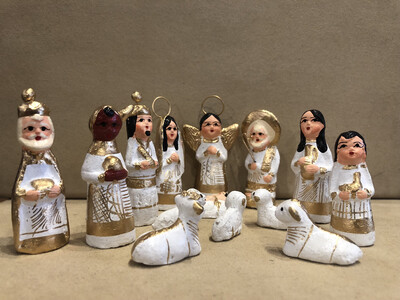 Mexican Clay Nativity - White