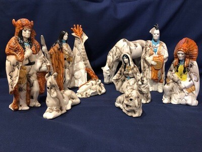 Clay Horse Hair Nativity Set
