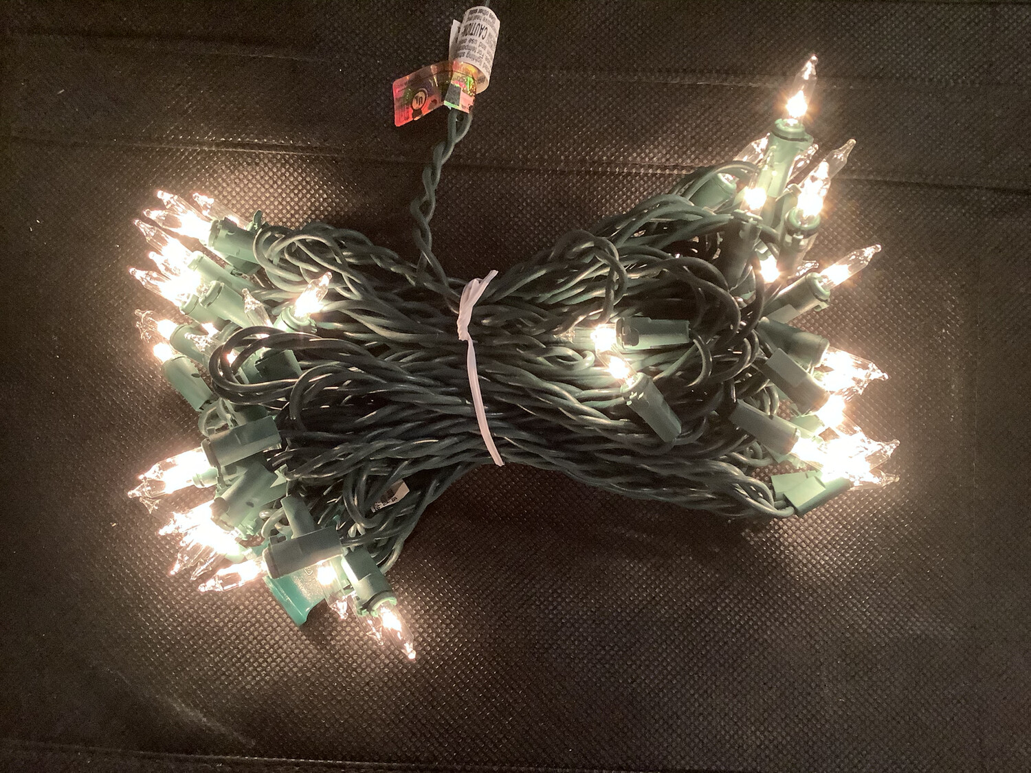 Clear White Incandescent 50 Light Set, Green Wire