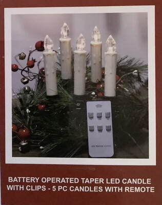  5 PC Battery Taper LED Candle With Clips