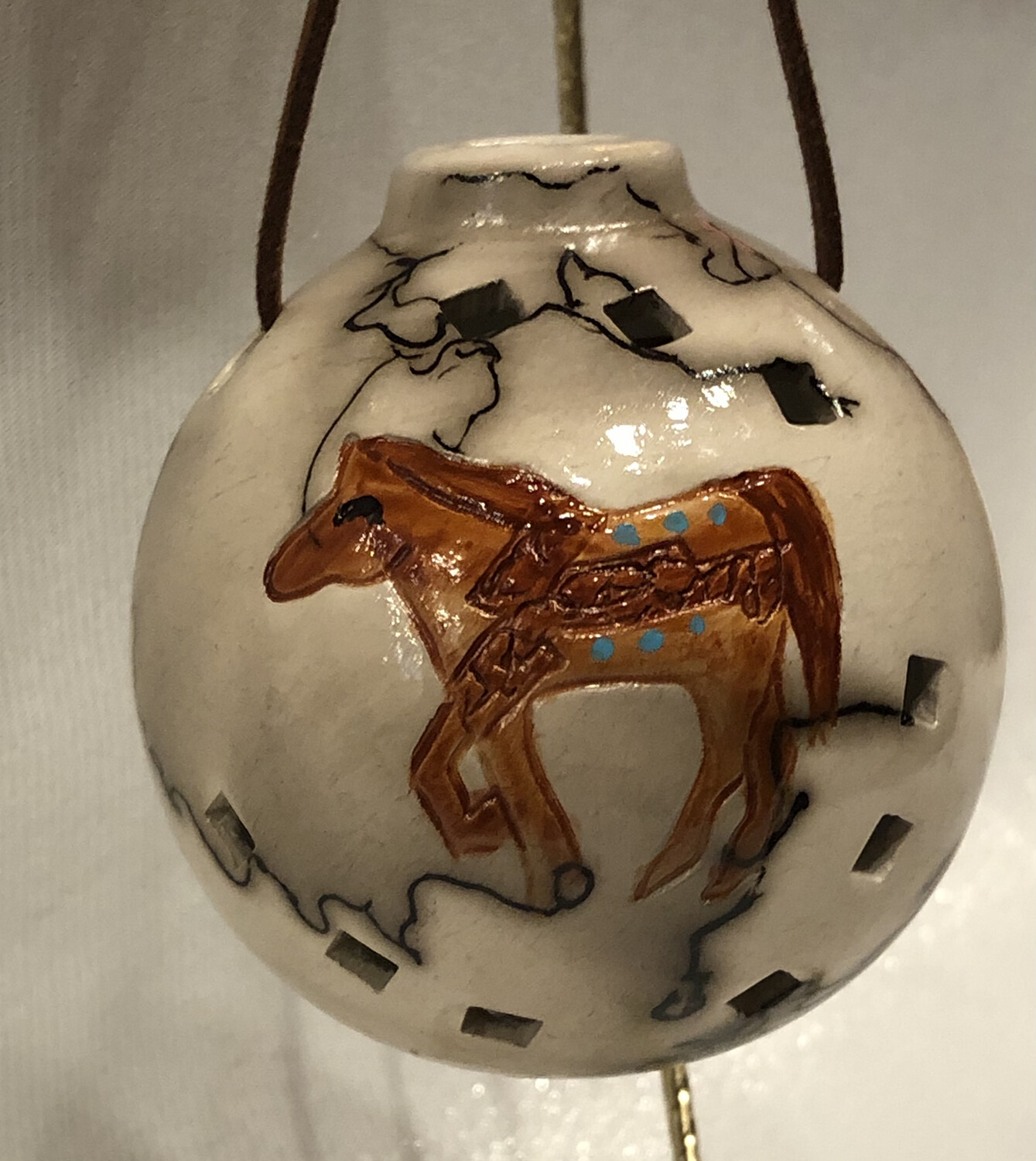 Horse on Horse Hair Round Ornament 