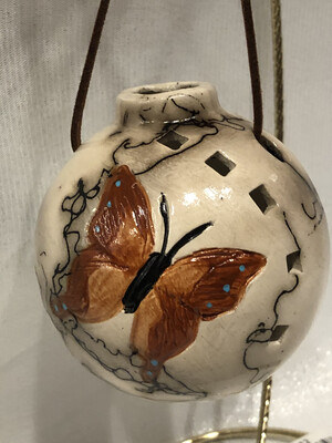 Butterfly on Horse Hair Round Ornament