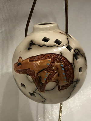 Bear on Horse Hair Round Ornament 