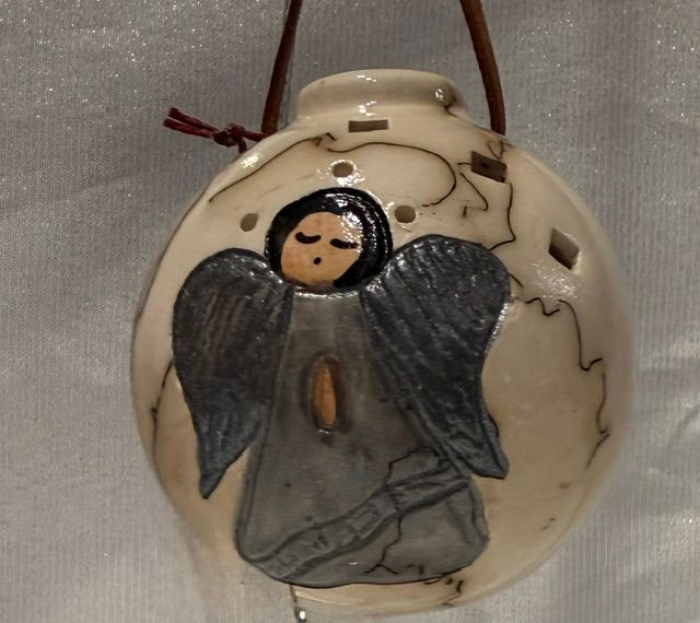 Angel on Horse Hair Pottery Ornament