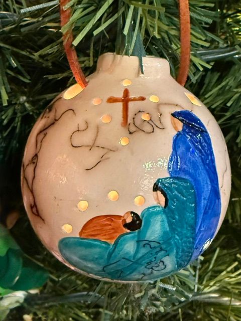Holy Family on Horse Hair Round Ornament Holy Family on Horse Hair Round Ornament