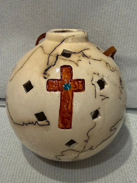 Cross on Horse Hair Round Ornament Cross on Horse Hair Round Ornament